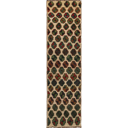 Baluchi Runner Rug Handmade Beige 10' Runner