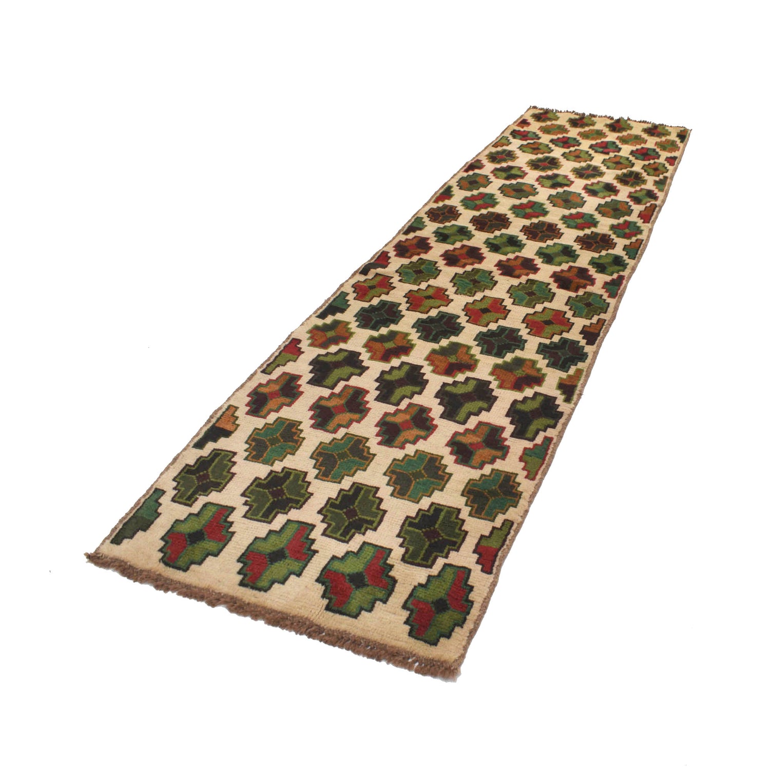 Baluchi Runner Rug Handmade Beige 10' Runner