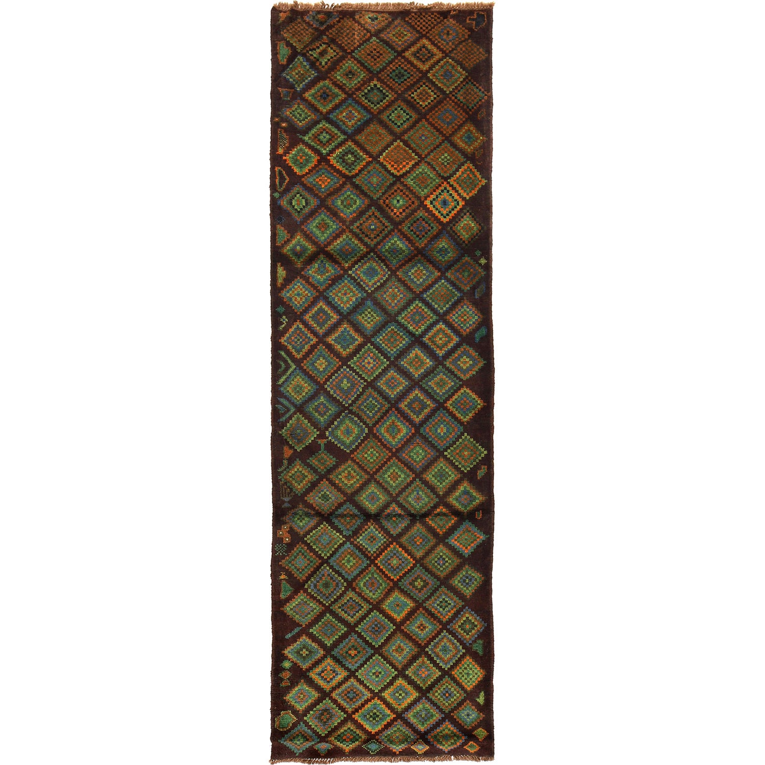 Baluchi Runner Rug Handmade Brown 10' Runner