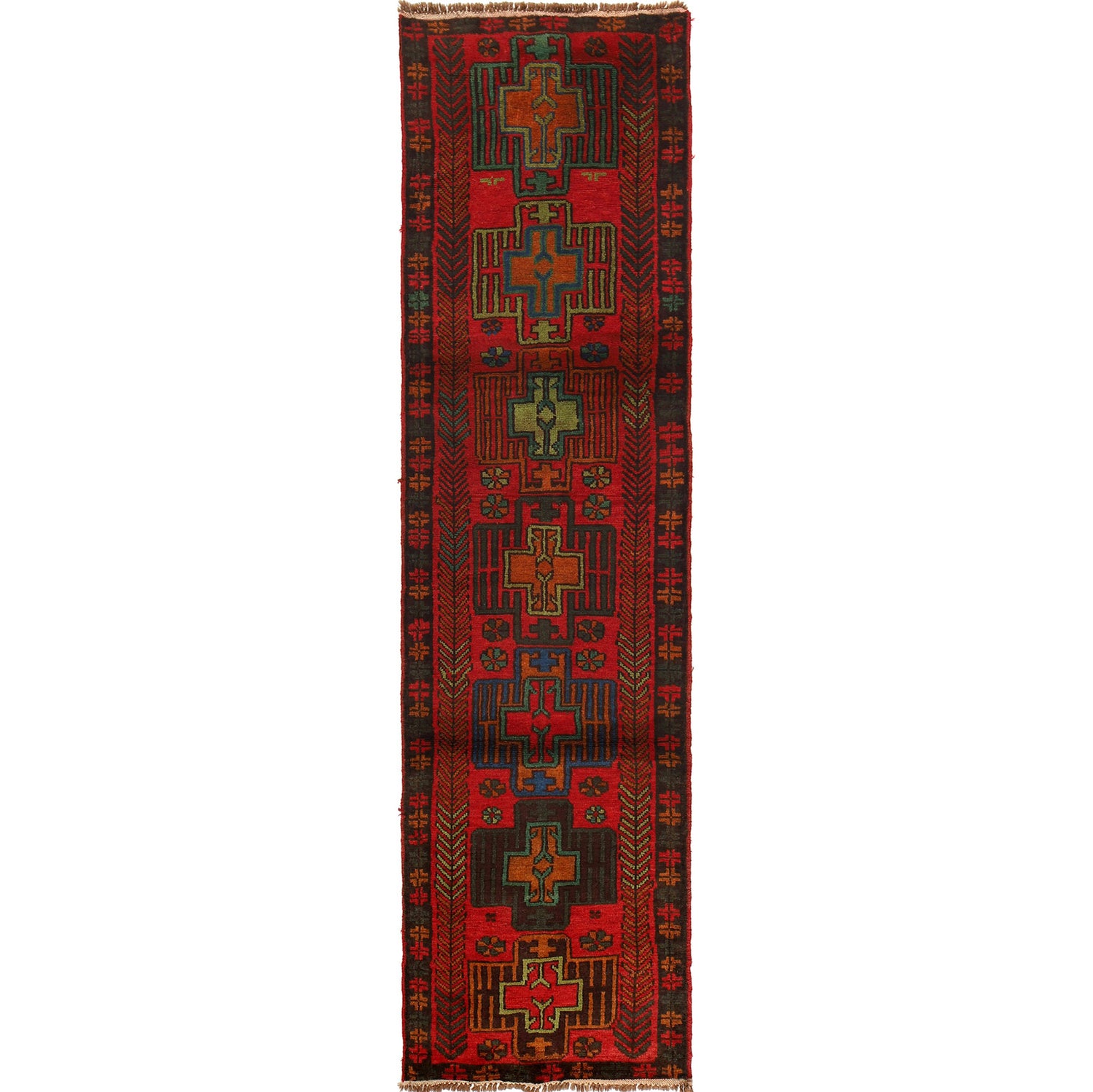 Baluchi Runner Rug Handmade Red 10' Runner