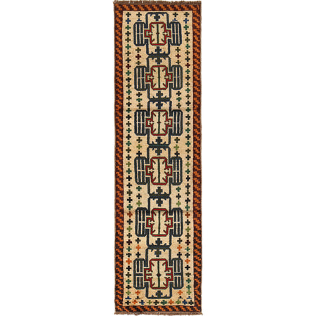 Baluchi Runner Rug Handmade Beige 10' Runner