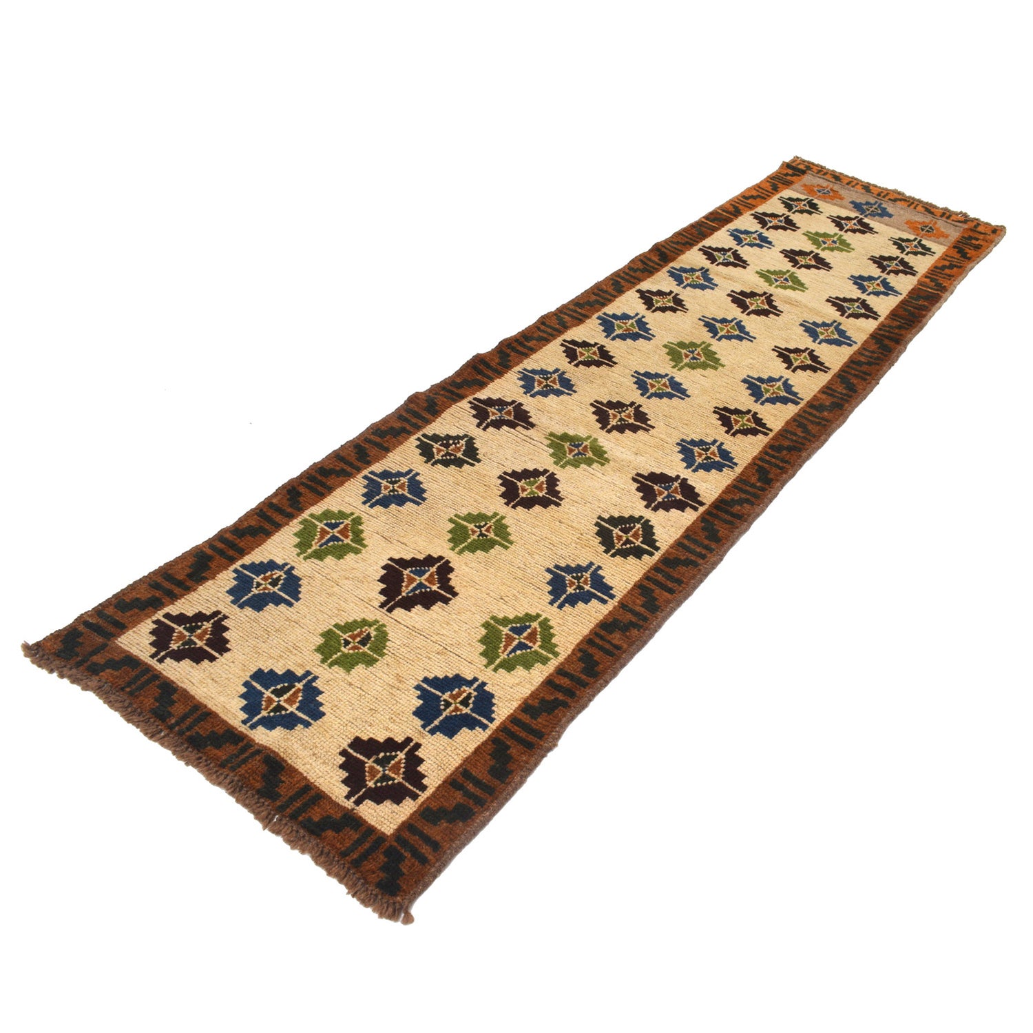 Baluchi Runner Rug Handmade Beige 10' Runner