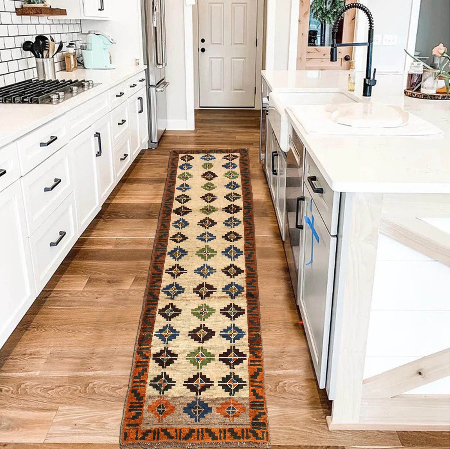 Baluchi Runner Rug Handmade Beige 10' Runner