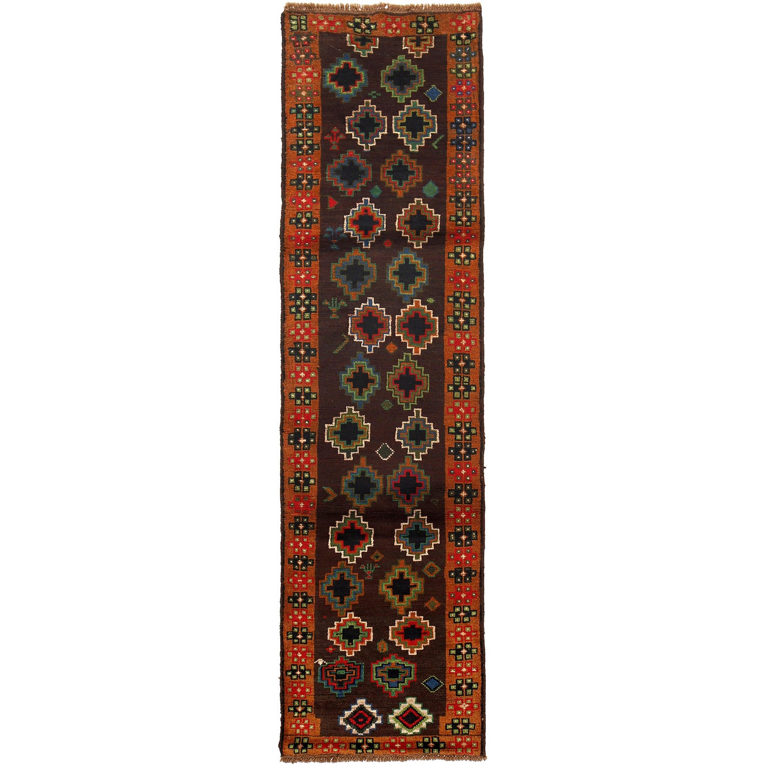 Baluchi Runner Rug Handmade Brown 10' Runner