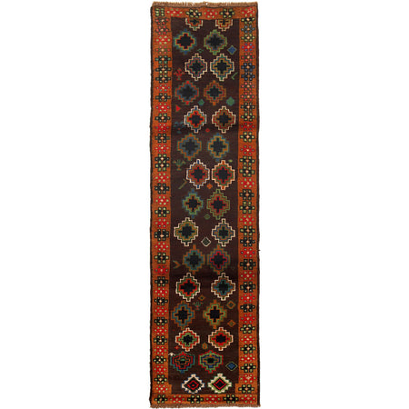 Baluchi Runner Rug Handmade Brown 10' Runner