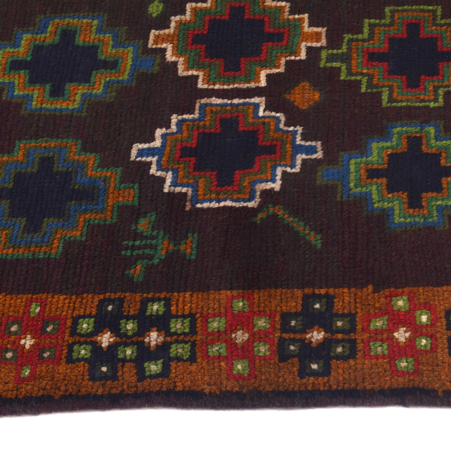 Baluchi Runner Rug Handmade Brown 10' Runner