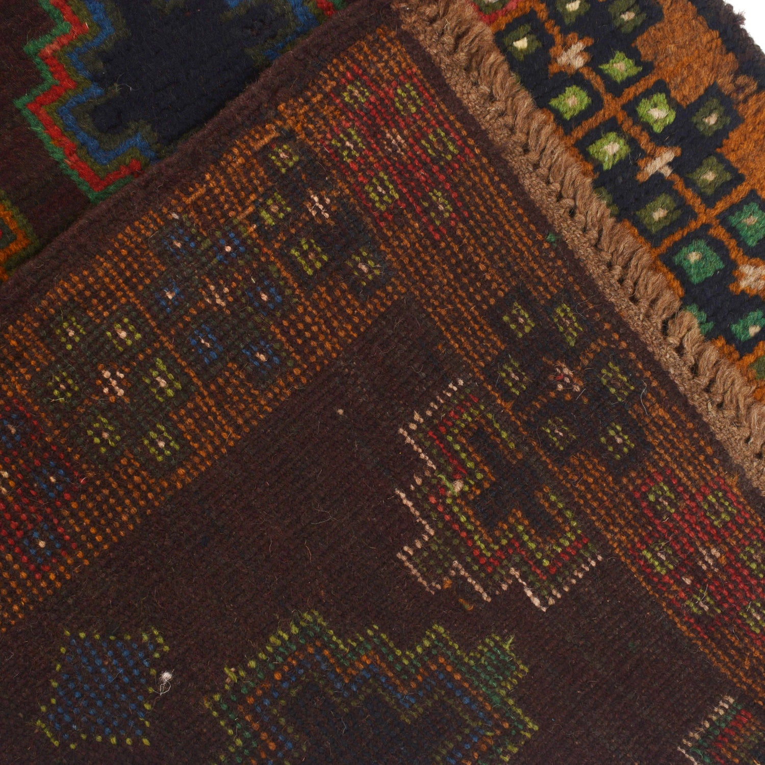Baluchi Runner Rug Handmade Brown 10' Runner