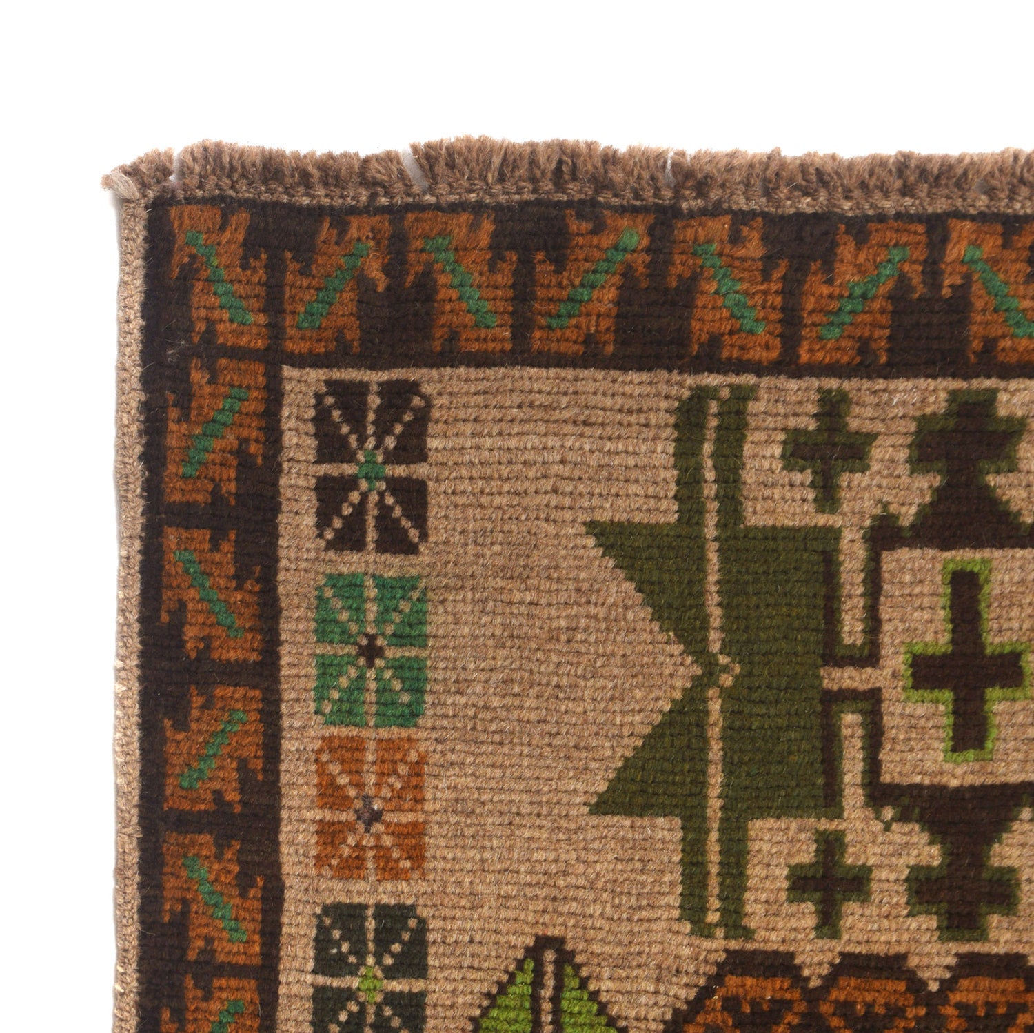 Baluchi Runner Rug Handmade Beige 10' Runner