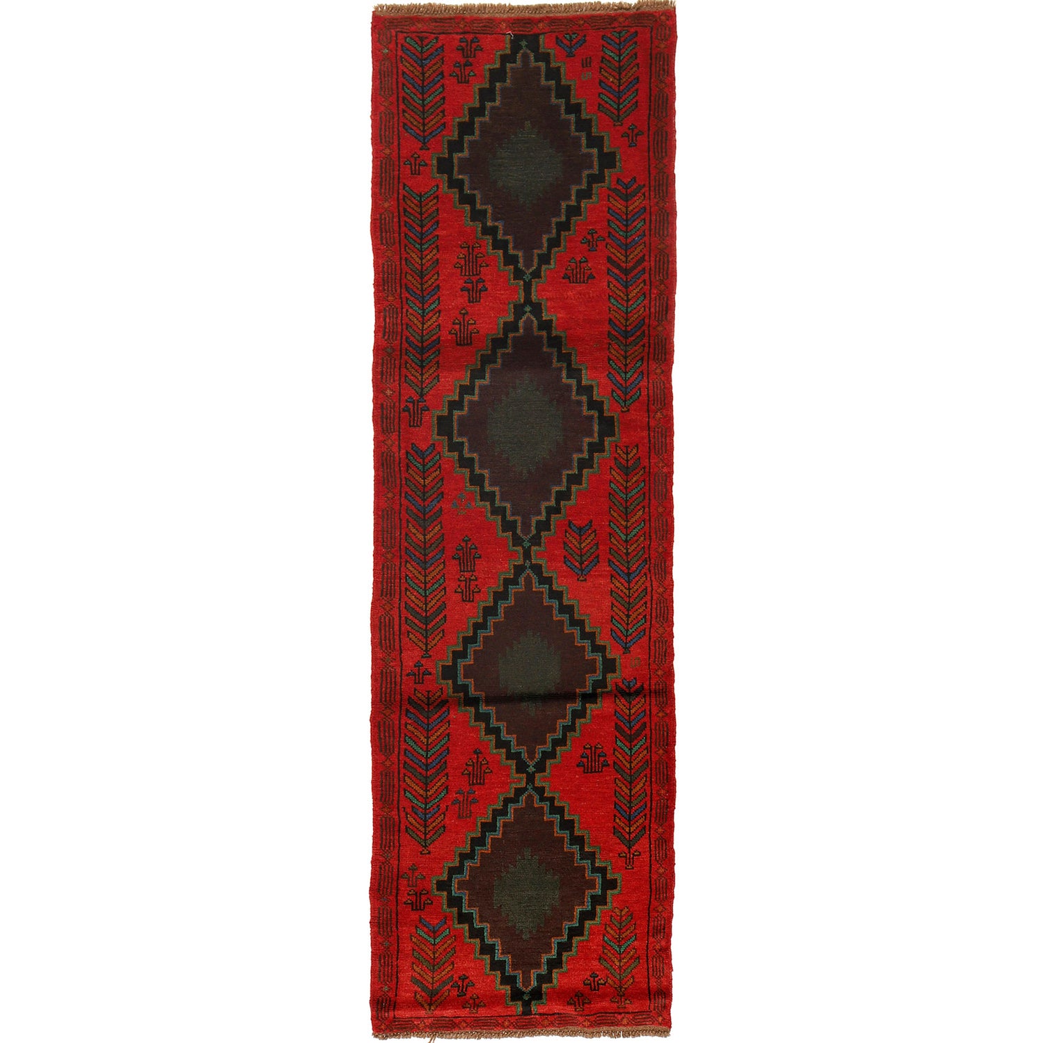 Baluchi Runner Rug Handmade Red 10' Runner