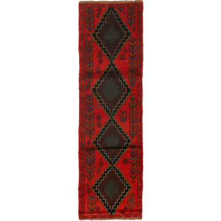 Baluchi Runner Rug Handmade Red 10' Runner