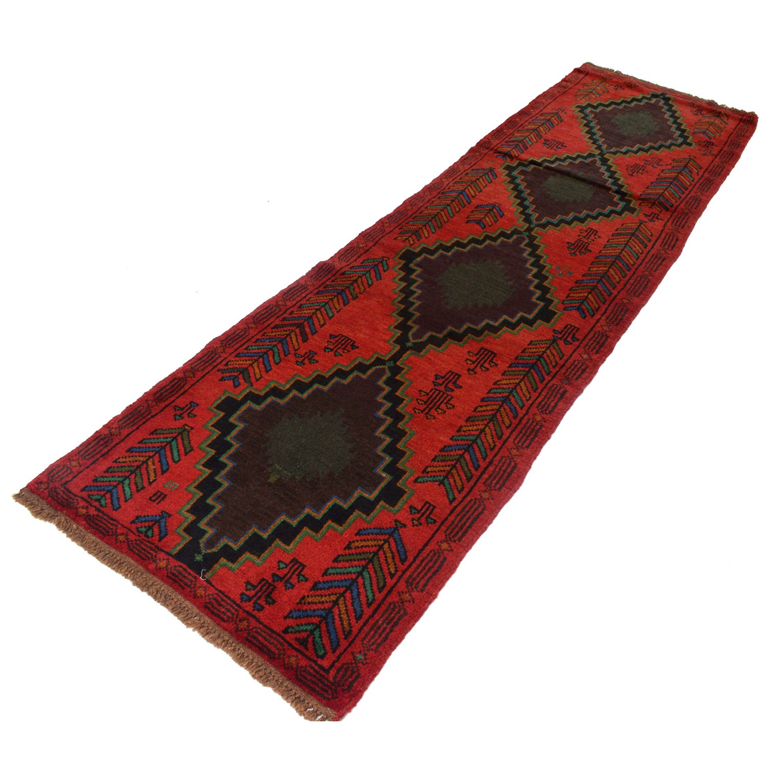 Baluchi Runner Rug Handmade Red 10' Runner