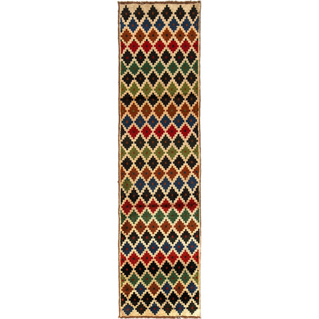 Baluchi Runner Rug Handmade Beige 10' Runner