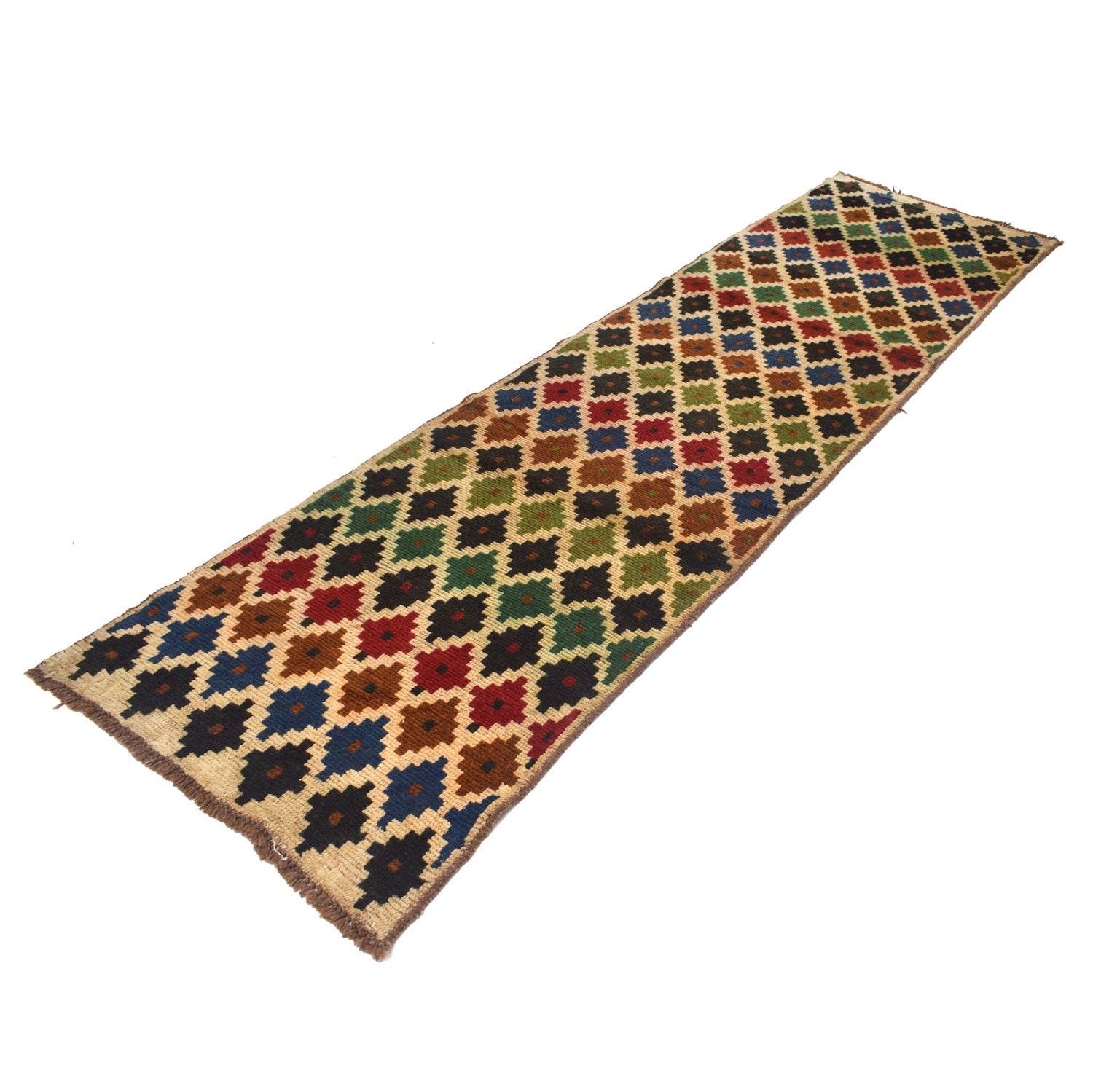 Baluchi Runner Rug Handmade Beige 10' Runner