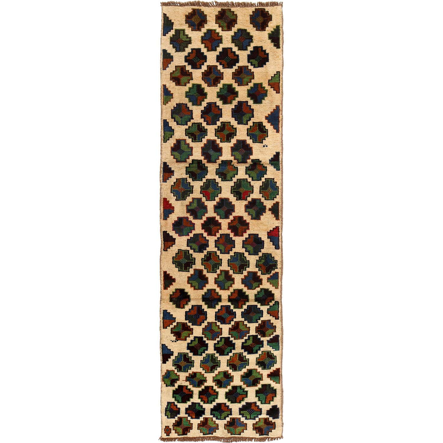 Baluchi Runner Rug Handmade Beige 10' Runner