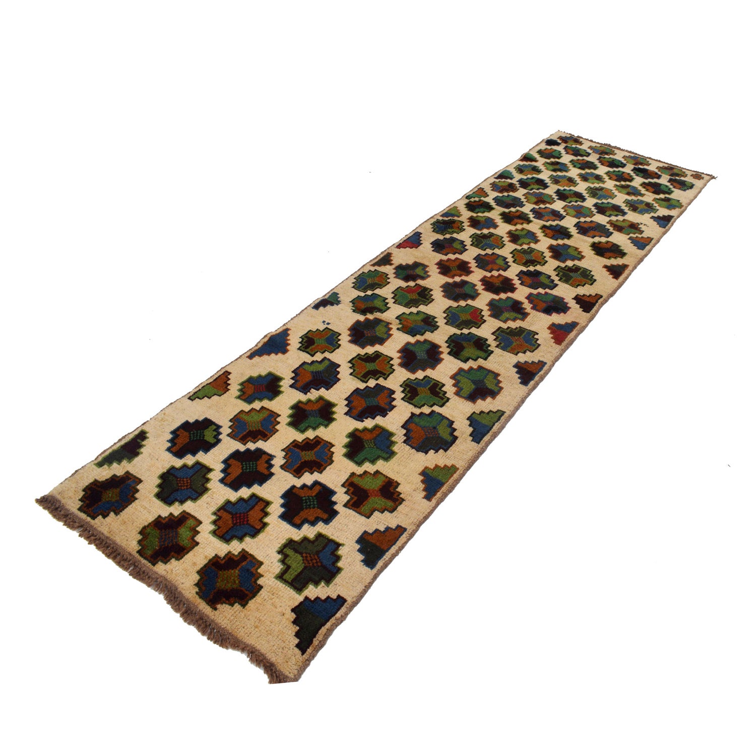 Baluchi Runner Rug Handmade Beige 10' Runner