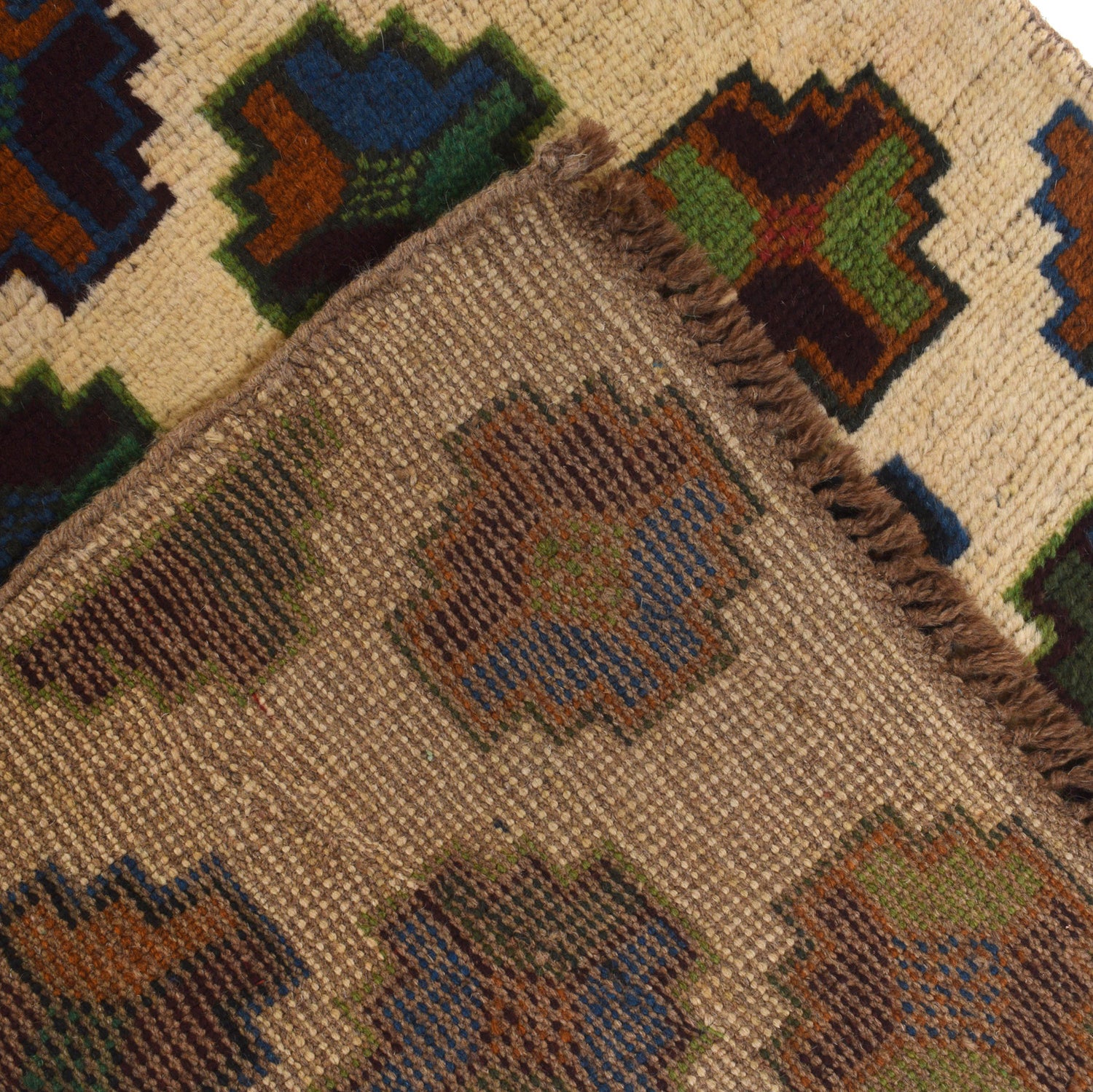 Baluchi Runner Rug Handmade Beige 10' Runner