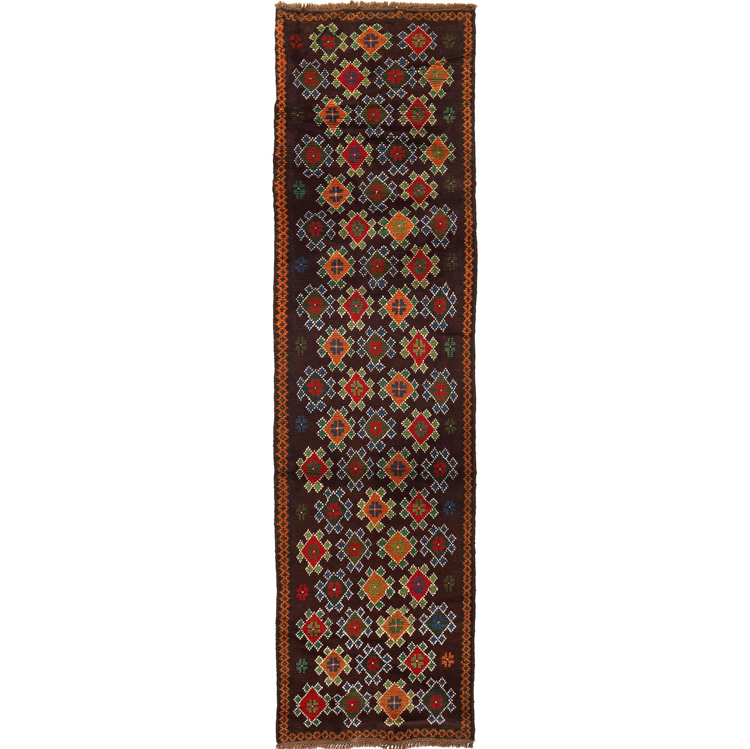 Baluchi Runner Rug Handmade Chocolate 10' Runner