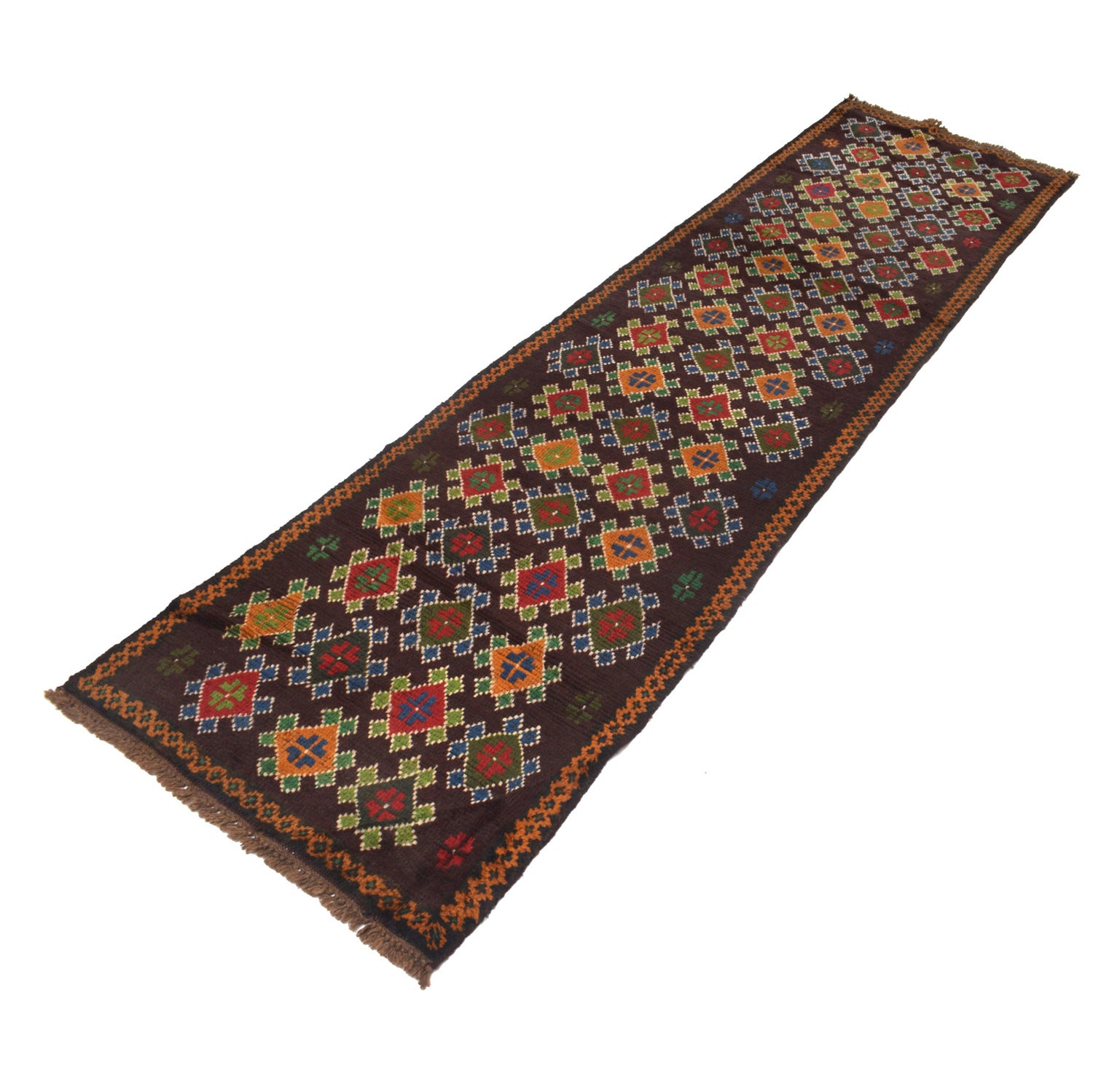 Baluchi Runner Rug Handmade Chocolate 10' Runner
