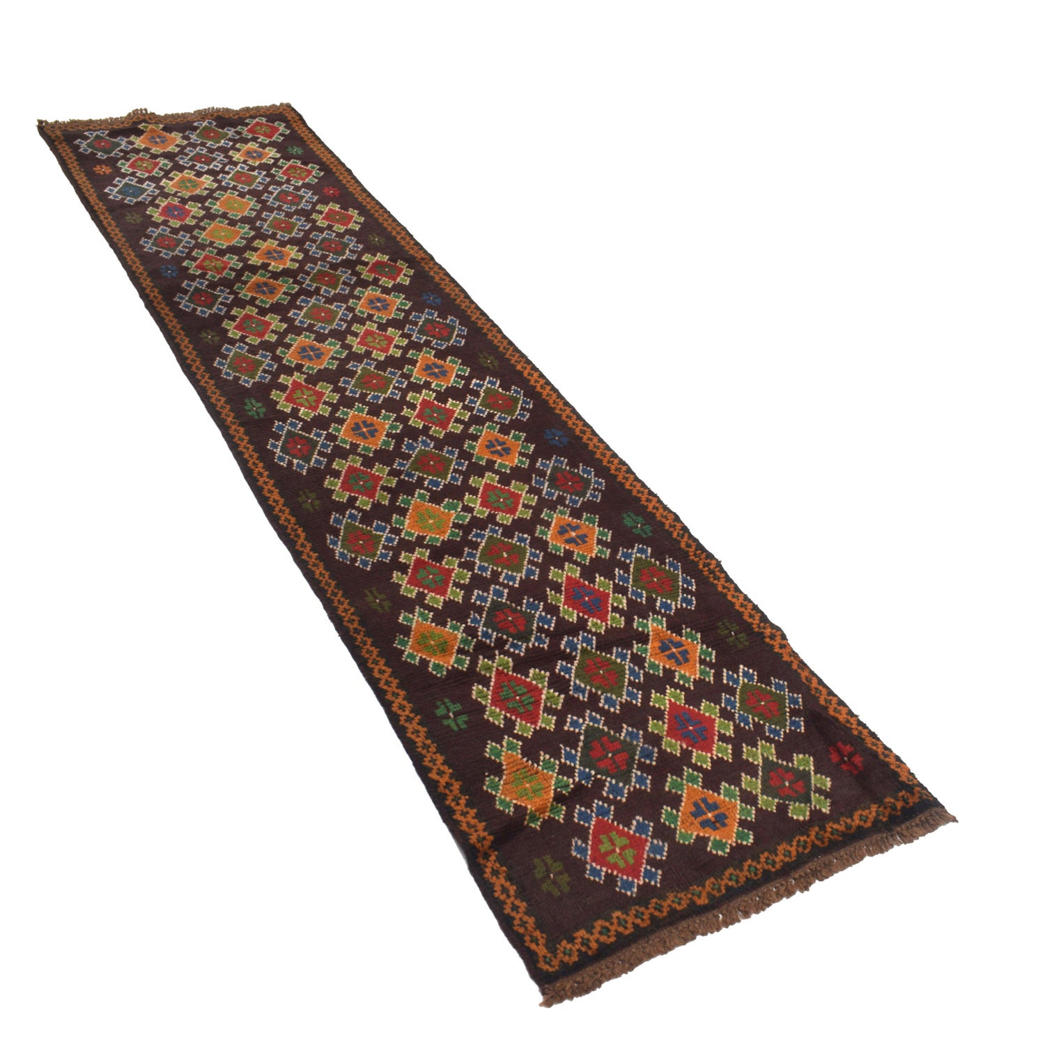 Baluchi Runner Rug Handmade Chocolate 10' Runner