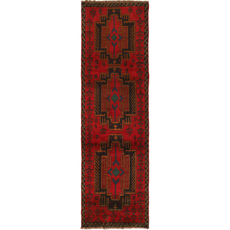 Baluchi Runner Rug Handmade Red 10' Runner