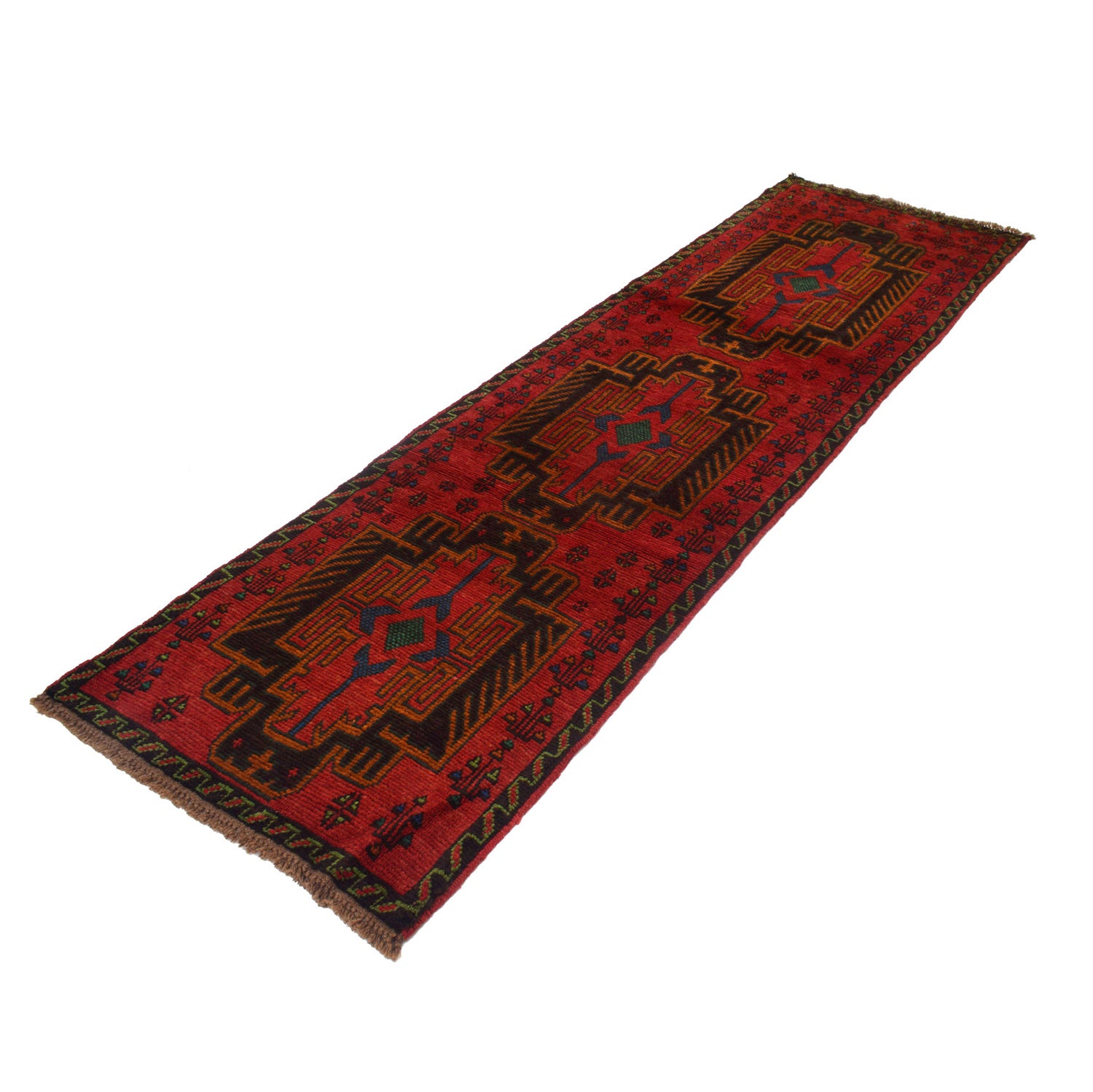 Baluchi Runner Rug Handmade Red 10' Runner