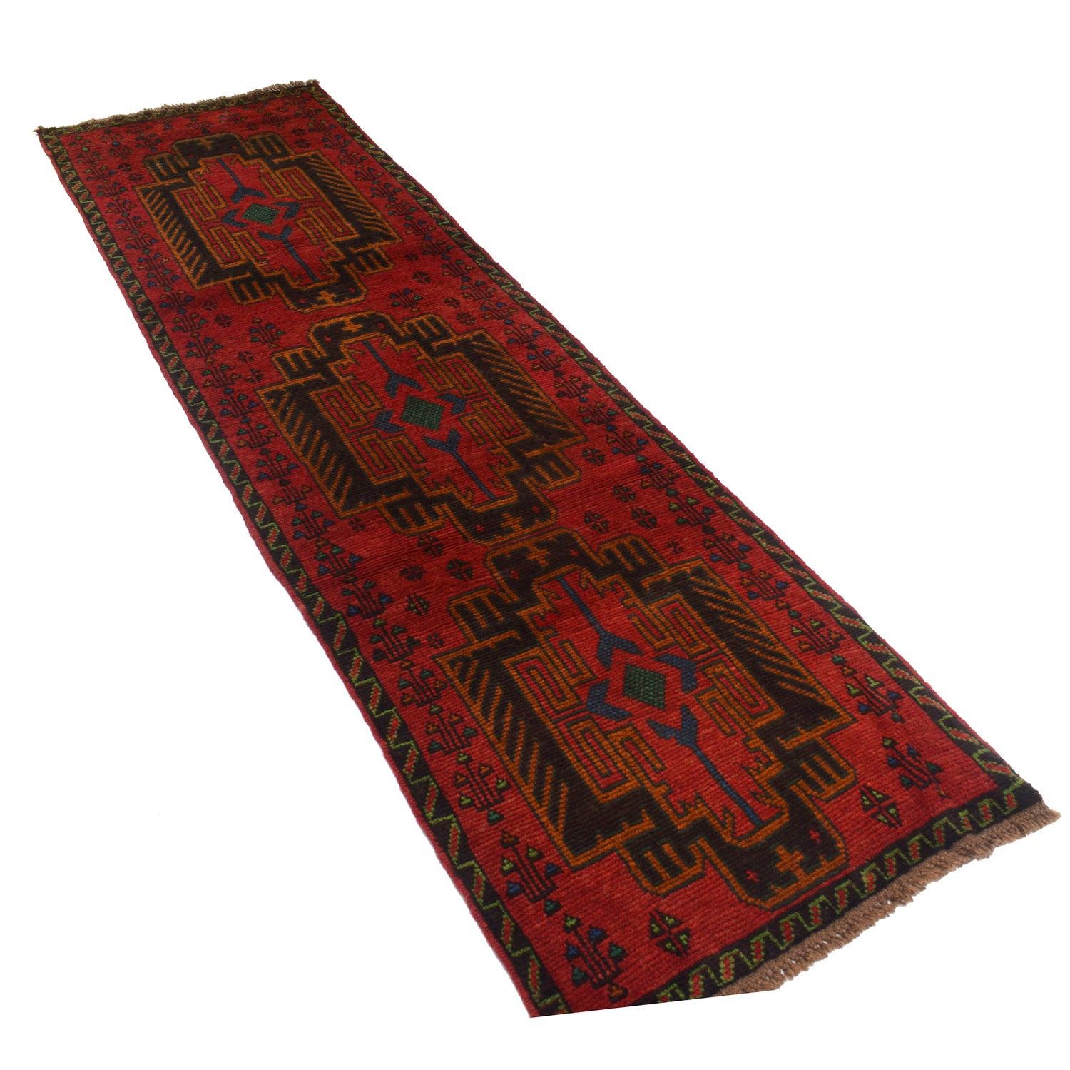Baluchi Runner Rug Handmade Red 10' Runner