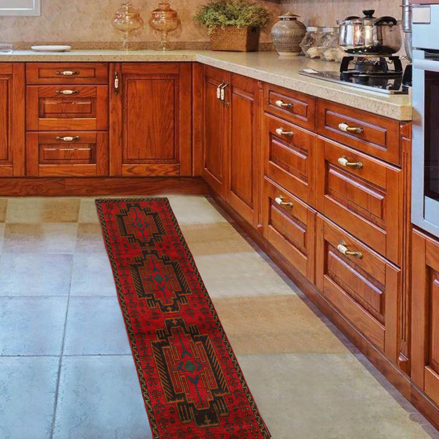 Baluchi Runner Rug Handmade Red 10' Runner