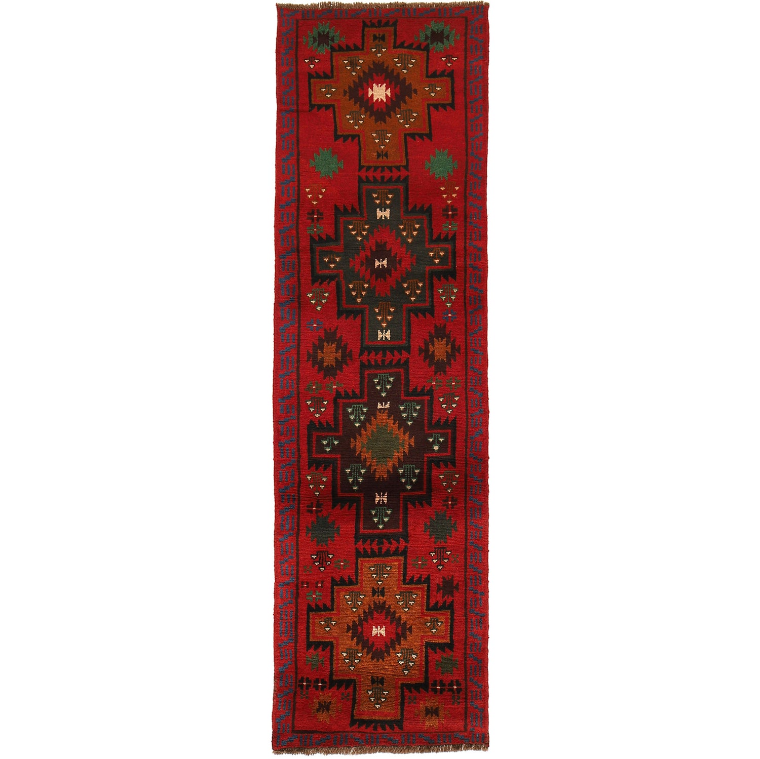 Baluchi Runner Rug Handmade Red 10' Runner