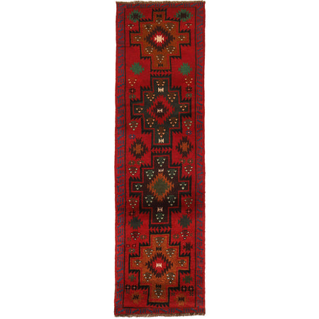 Baluchi Runner Rug Handmade Red 10' Runner