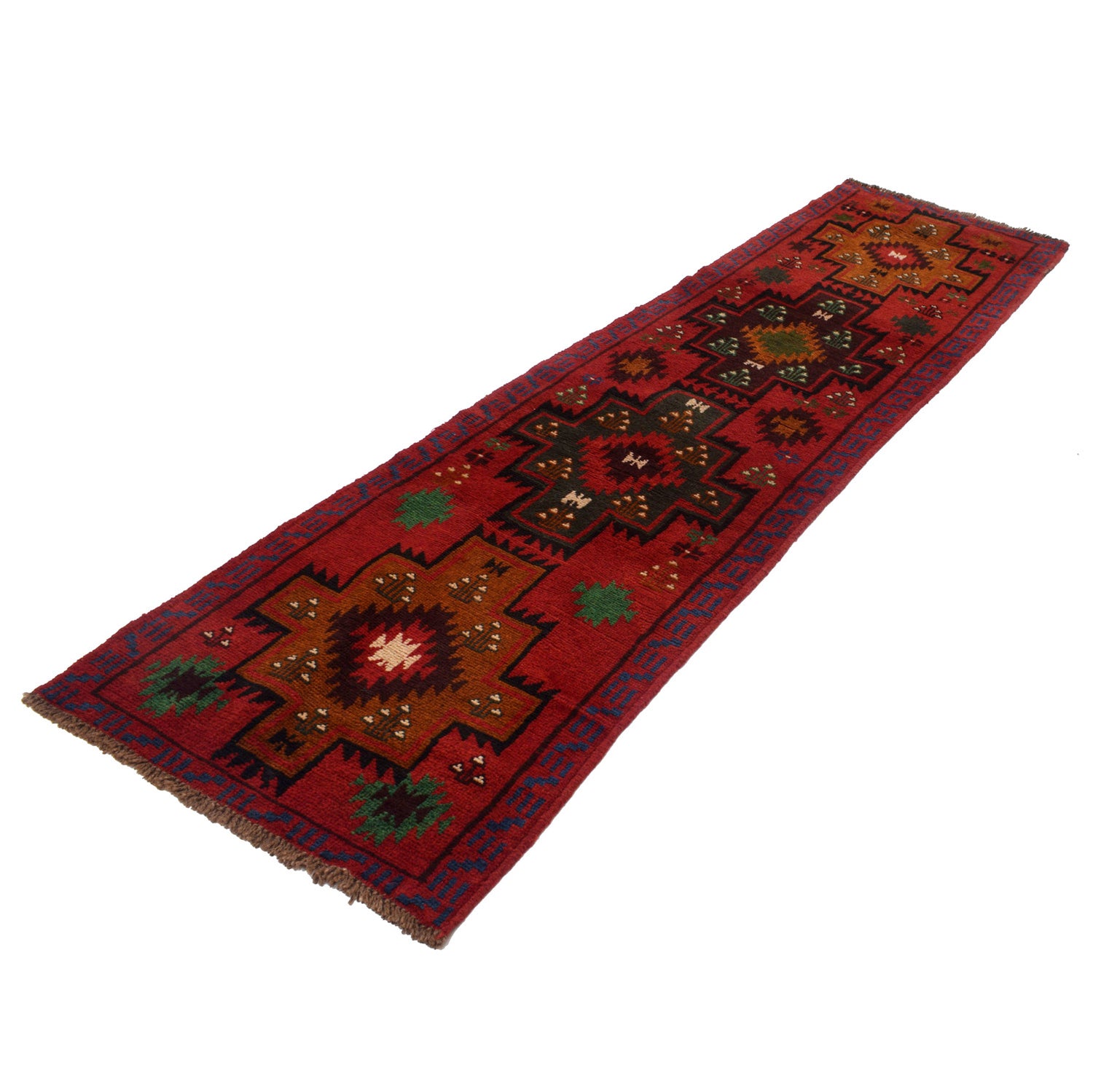 Baluchi Runner Rug Handmade Red 10' Runner