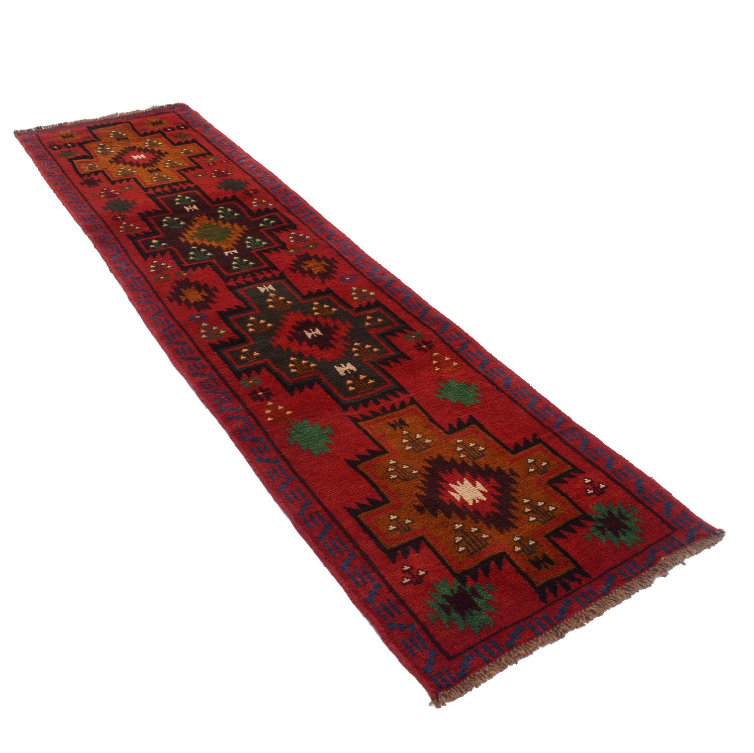 Baluchi Runner Rug Handmade Red 10' Runner