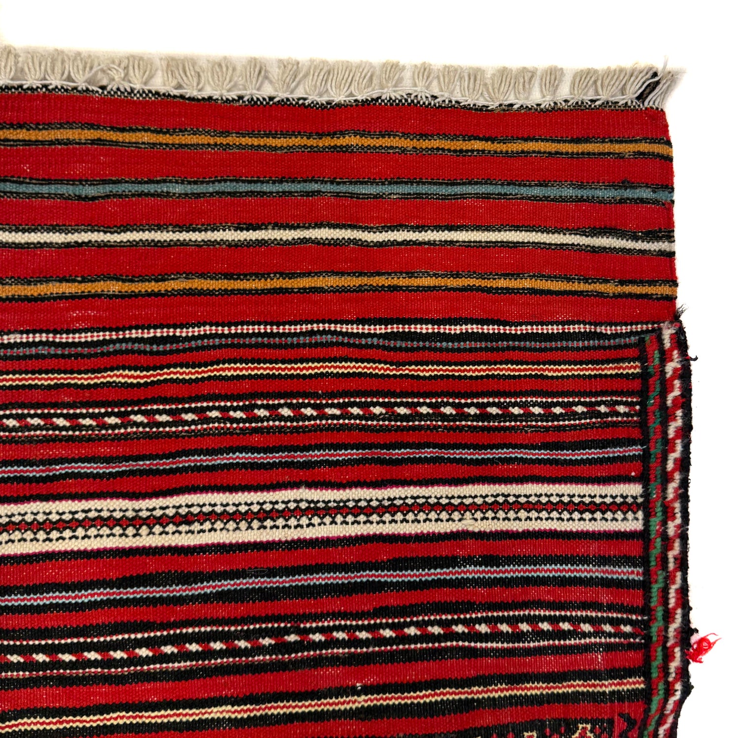 Laghari Kilim Area Rug Handmade Red Geometric 4x7 ft