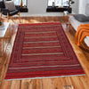 Laghari Kilim Area Rug Handmade Red Geometric 4x7 ft