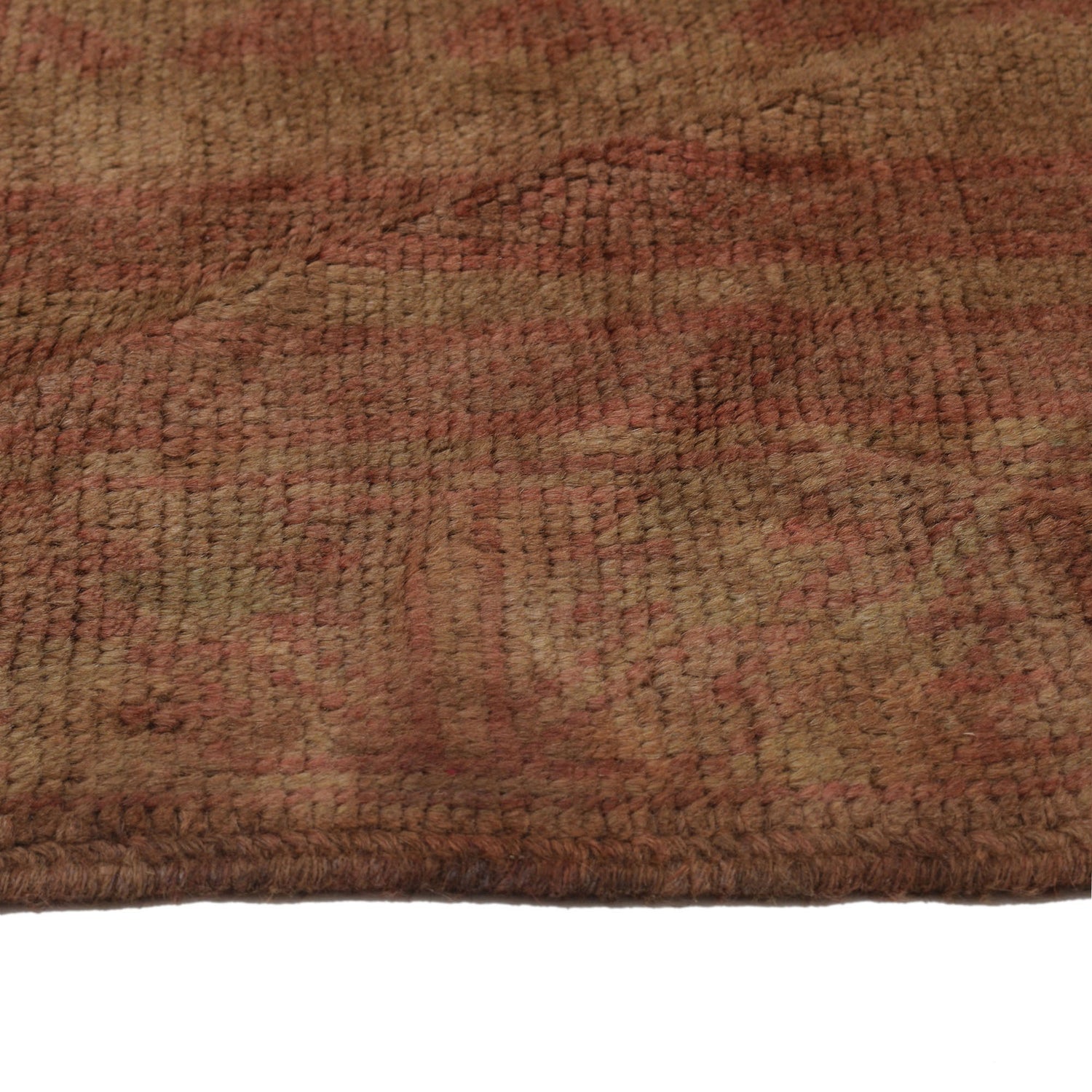 Overdyed Area Rug Handmade Brown Geometric 3x5 ft