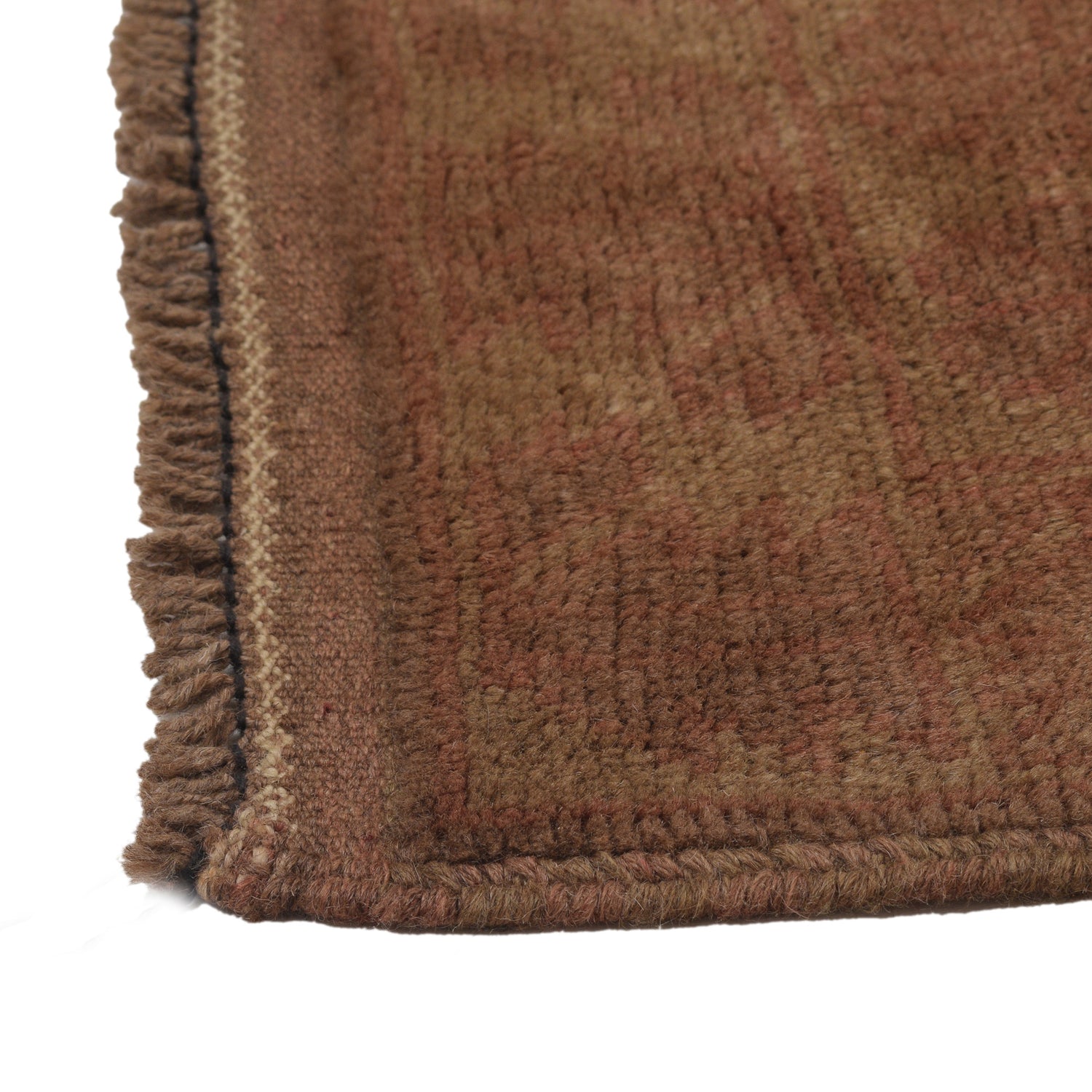 Overdyed Area Rug Handmade Brown Geometric 3x5 ft
