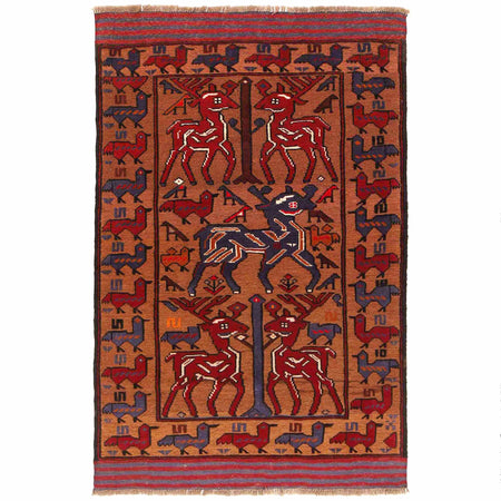 Pictorial Rug Handmade Multi Design