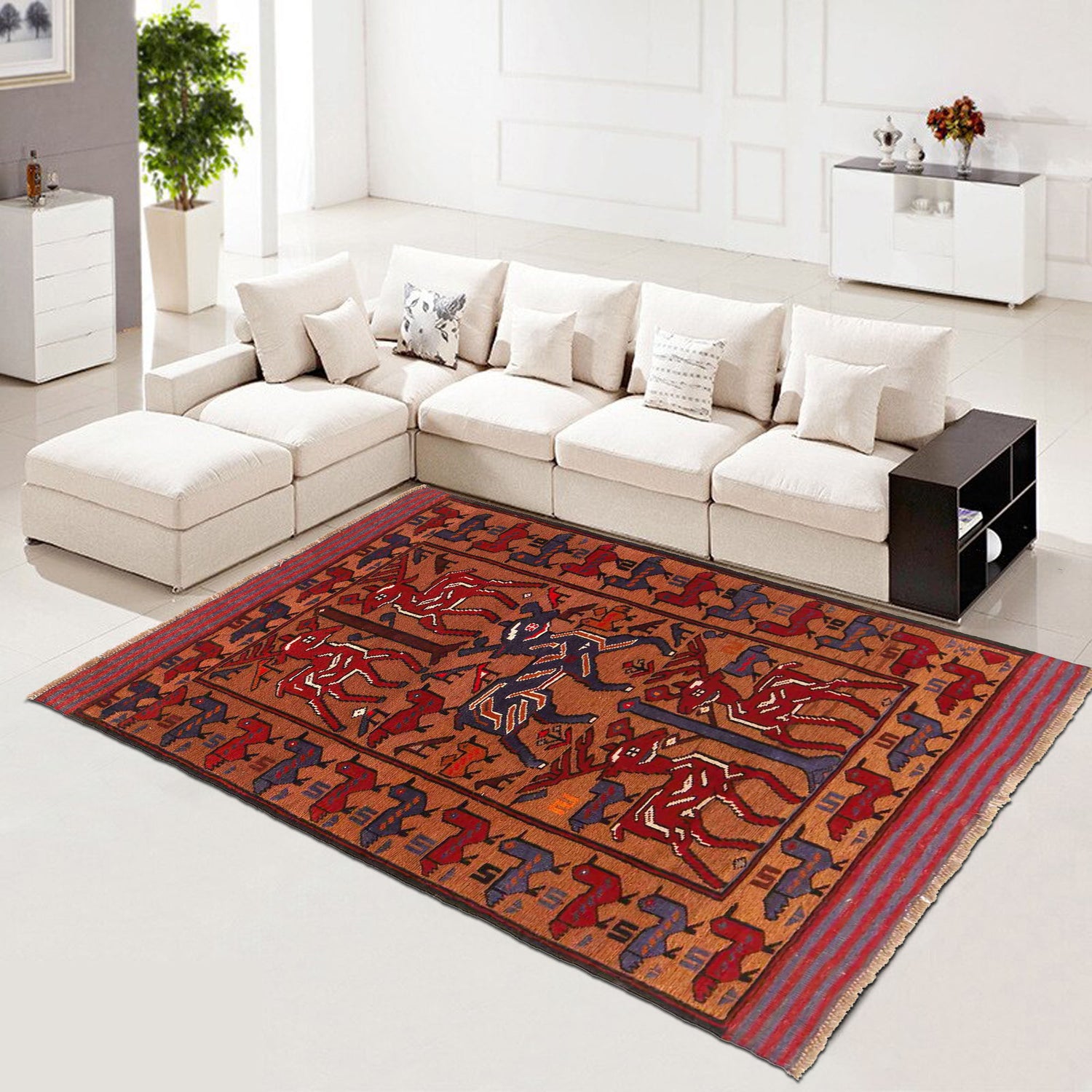 Pictorial Rug Handmade Multi Design