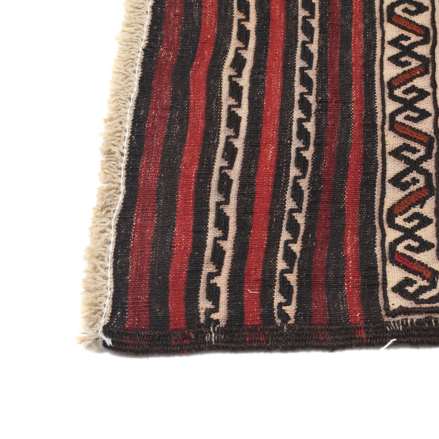 Soumak Kilim Area Rug Handmade White Floral 4x6 ft