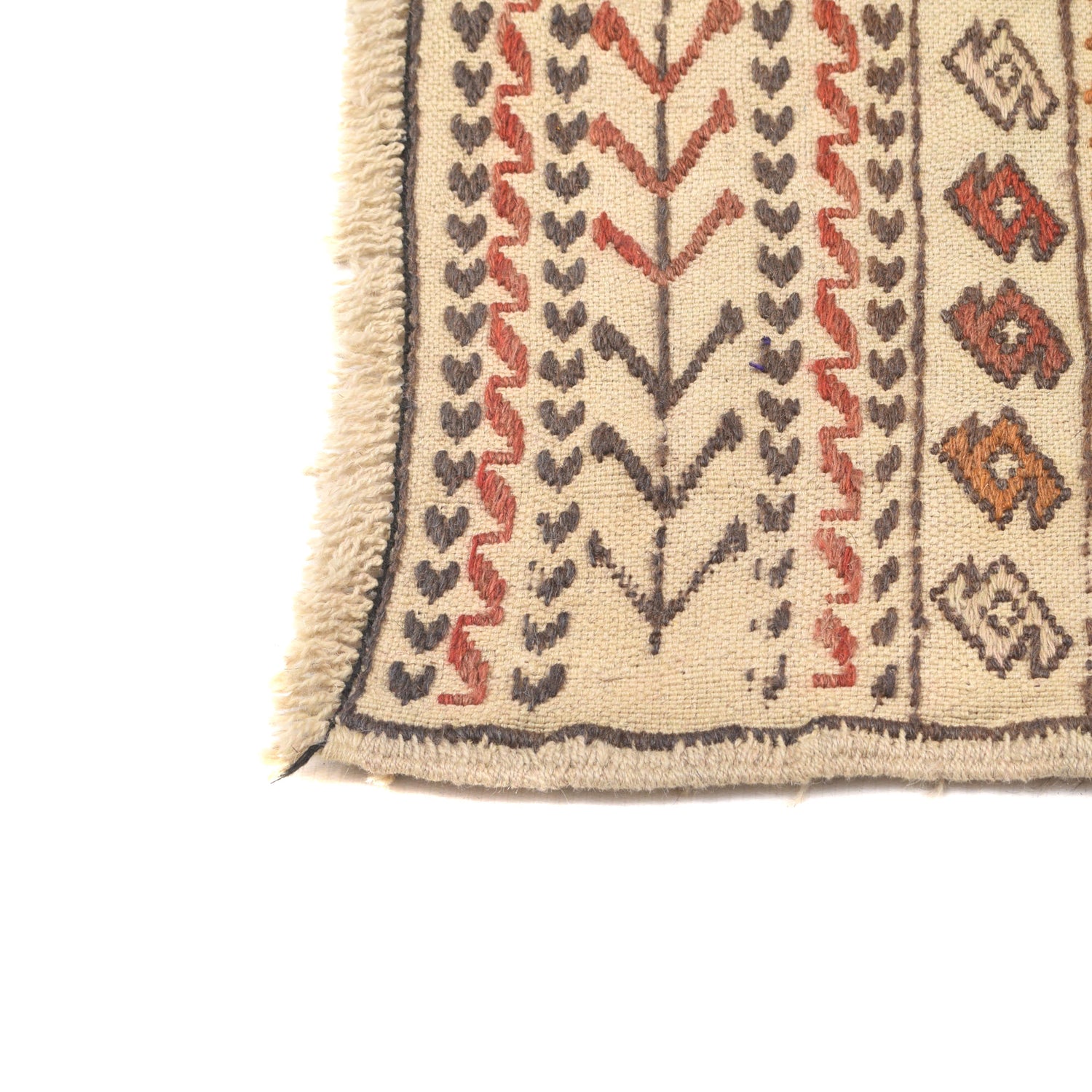 Soumak Kilim Area Rug Handmade White Pictorial 4x6 ft