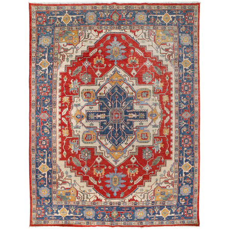 Heriz Area Rug Handmade Multi Medallion 9x12 ft