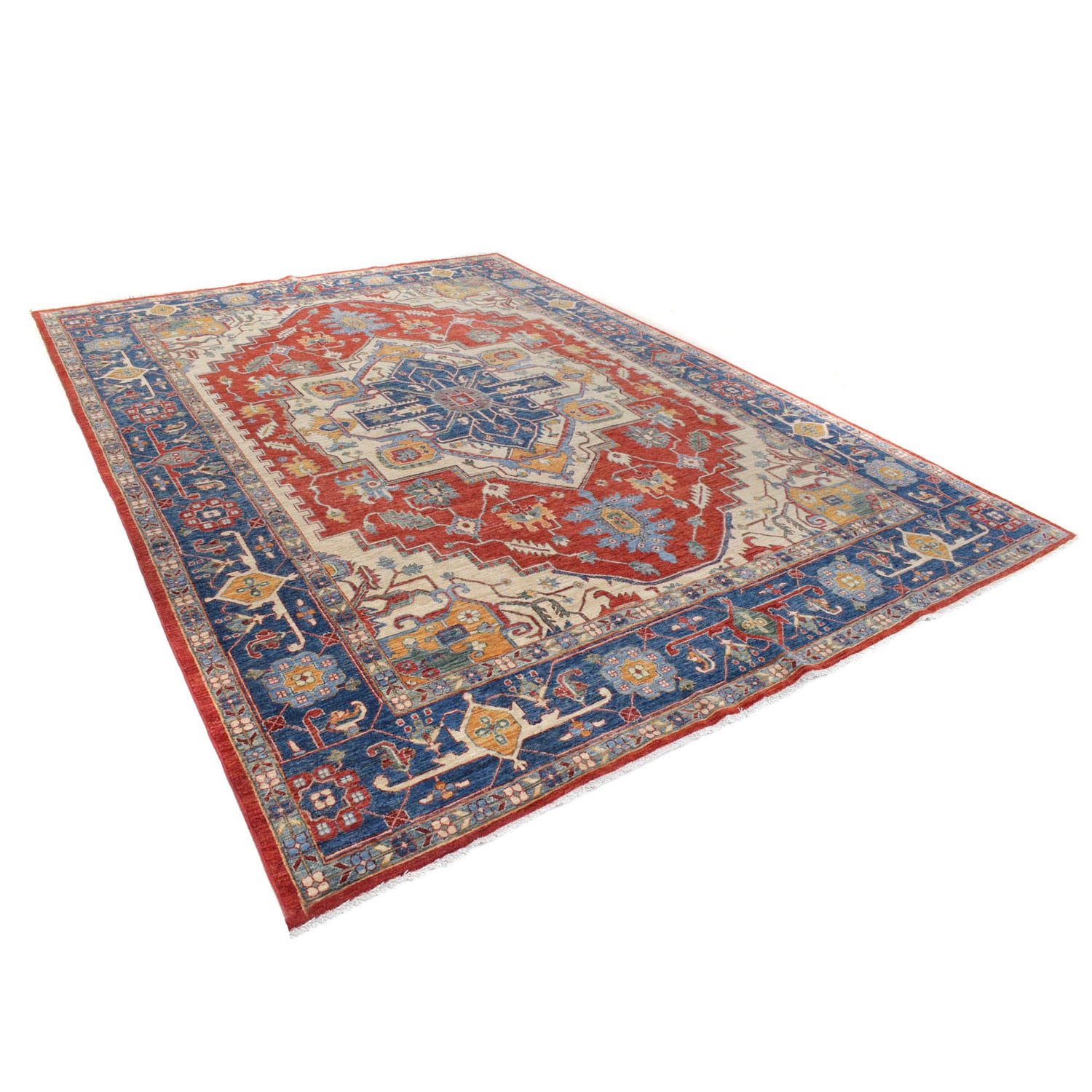 Heriz Area Rug Handmade Multi Medallion 9x12 ft