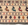 Soumak Kilim Area Rug Handmade White Pictorial 4x6 ft