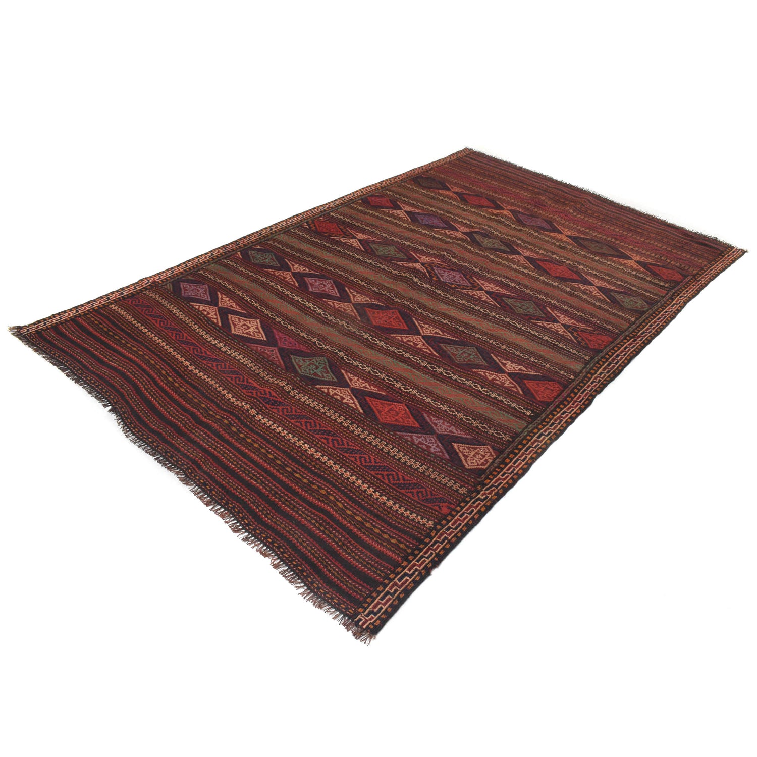 Laghari Kilim Area Rug Handmade Multi Geometric 5x8 ft