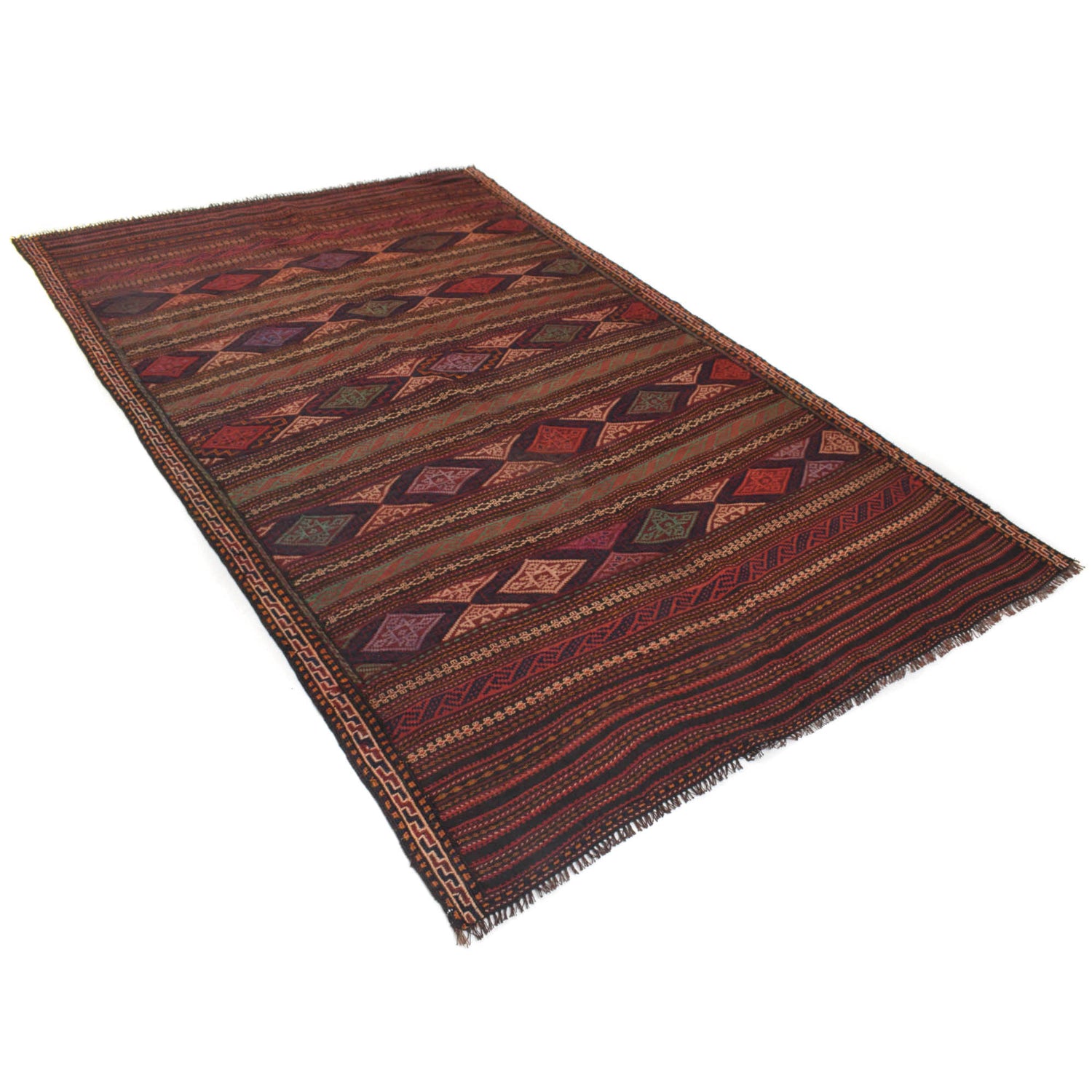 Laghari Kilim Area Rug Handmade Multi Geometric 5x8 ft