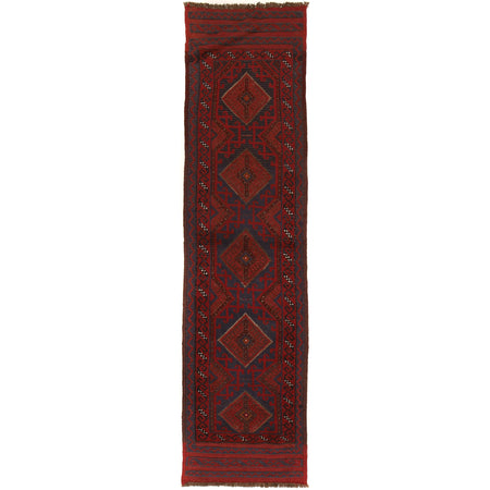 Mashwani Area Rug Runner Handmade Deep Red Geometric 8'