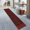 Mashwani Area Rug Runner Handmade Deep Red Geometric 8'