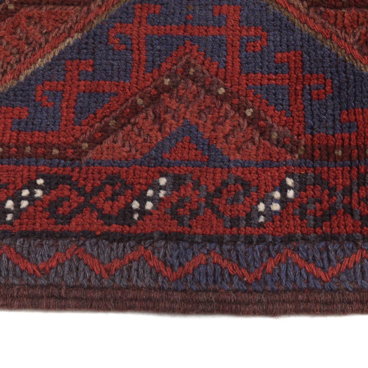 Mashwani Area Rug Runner Handmade Deep Red Geometric 8'