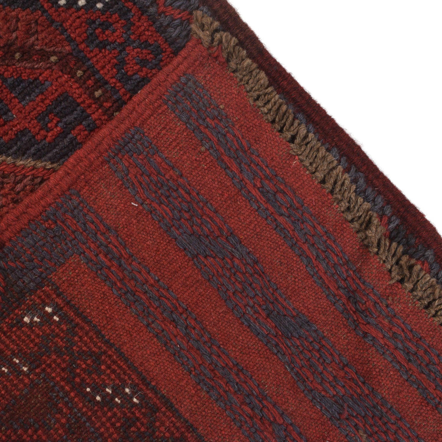 Mashwani Area Rug Runner Handmade Deep Red Geometric 8'