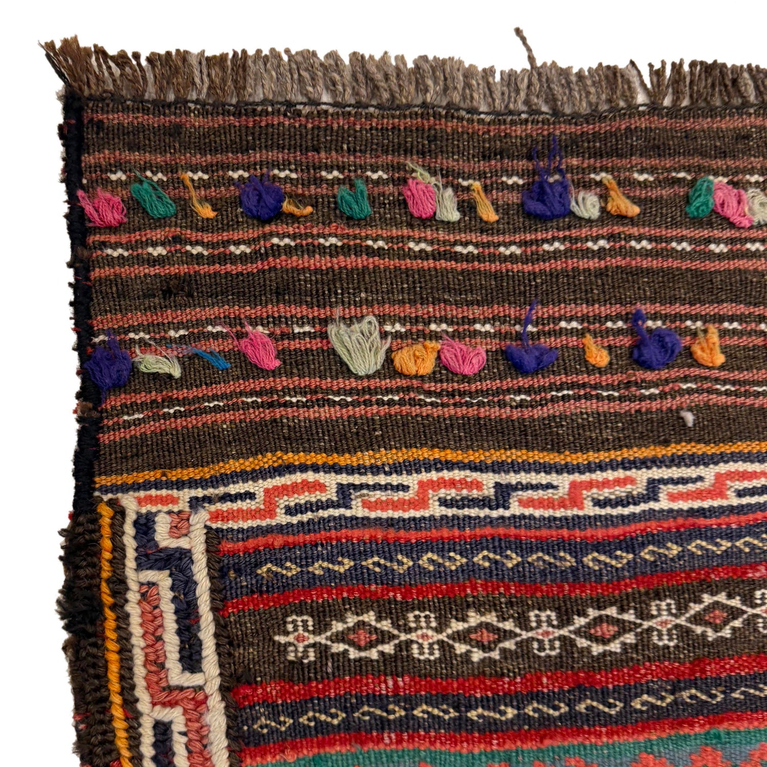 Laghari Kilim Area Rug Handmade Multi Geometric 4x7 ft