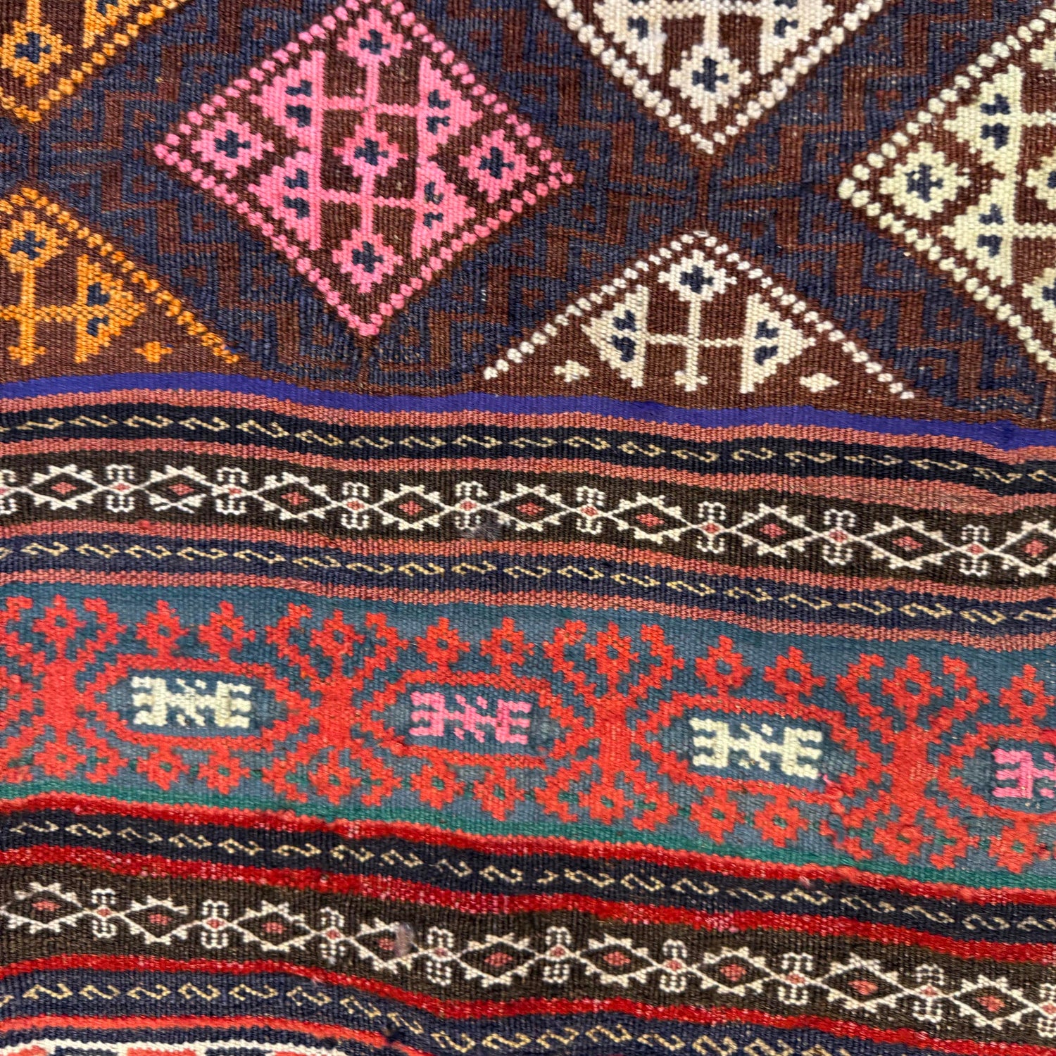 Laghari Kilim Area Rug Handmade Multi Geometric 4x7 ft
